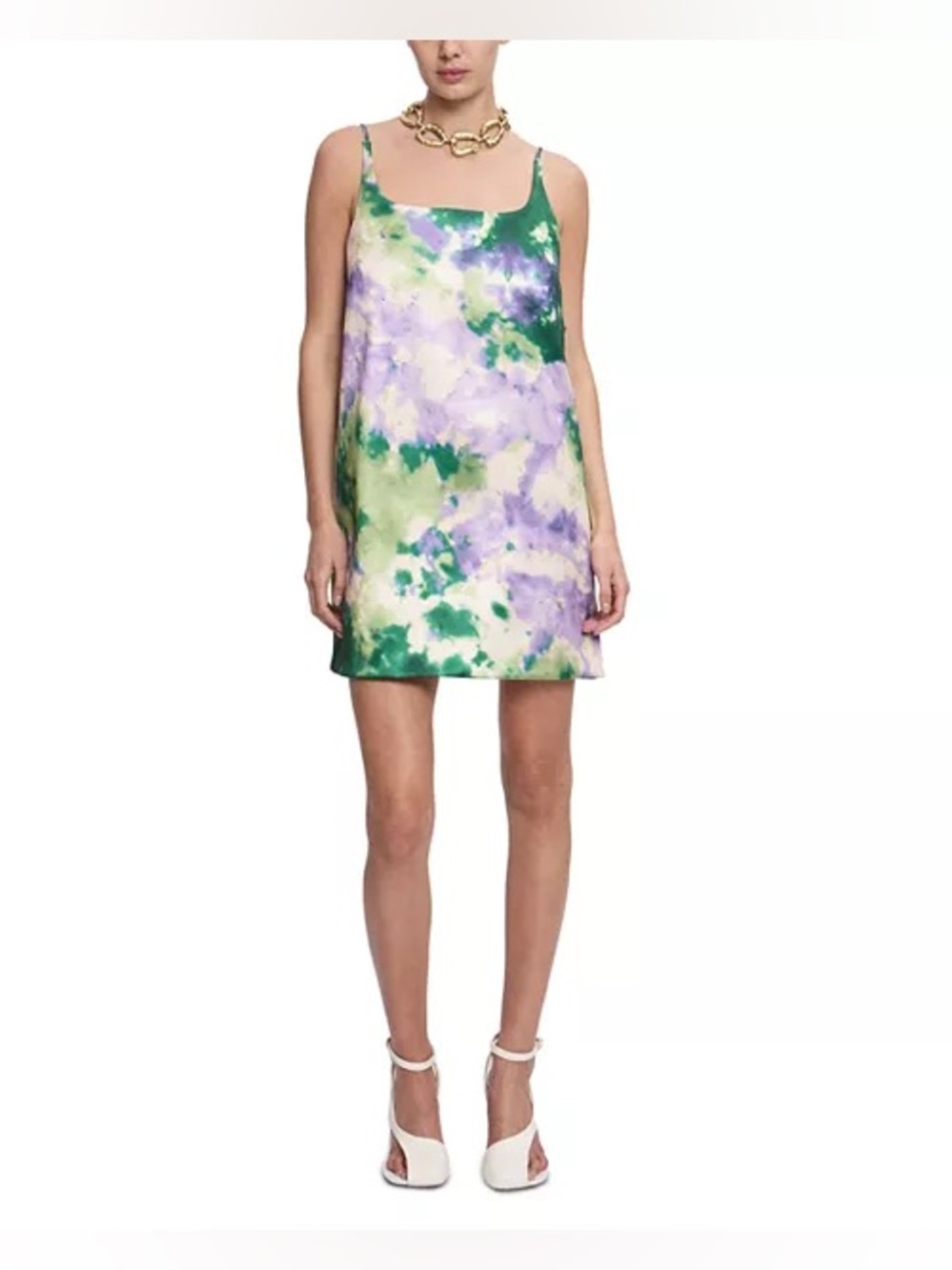ALEMAIS Alessandra Mini Dress in Purple/Green Watercolor, US Size 6